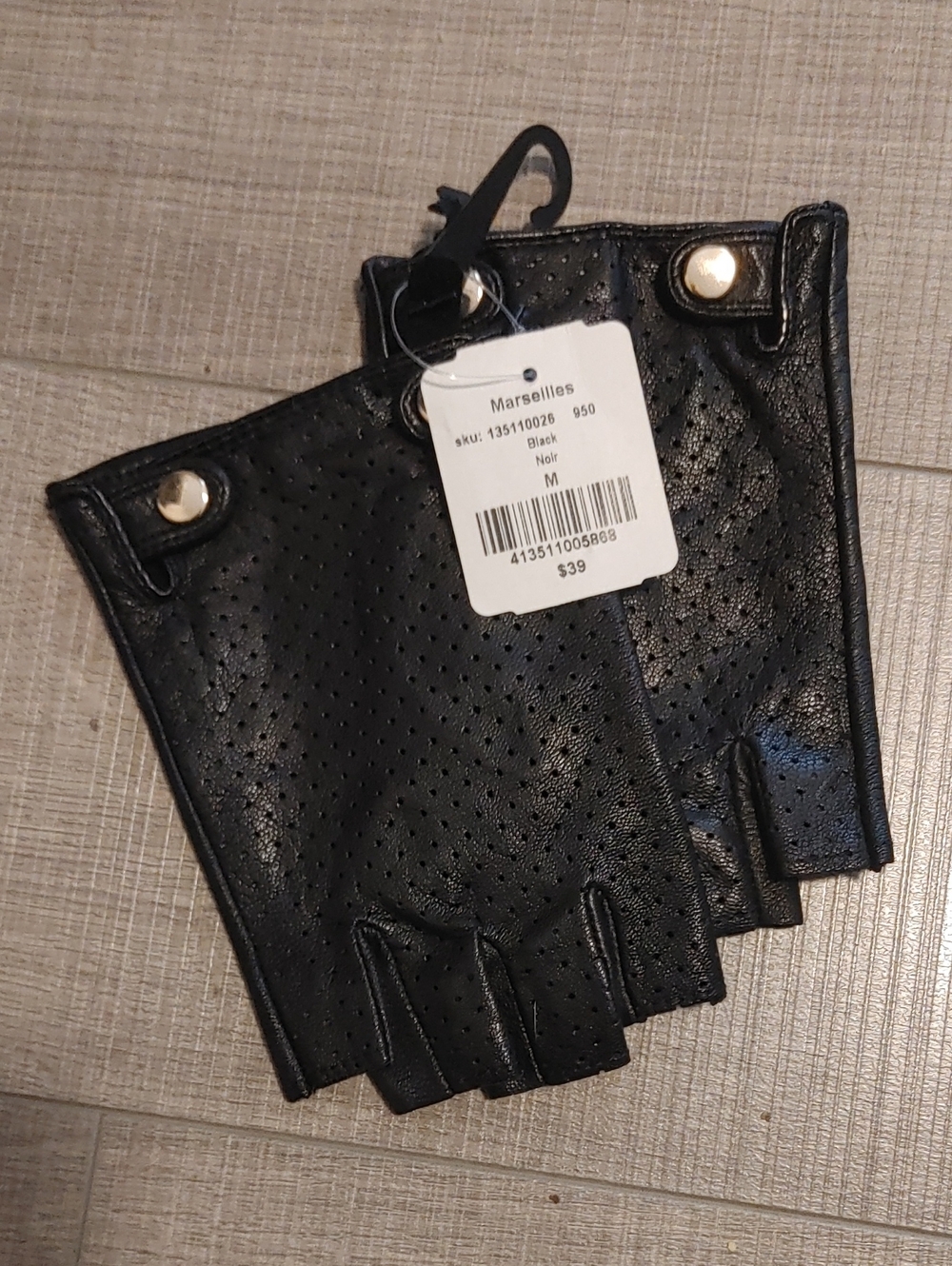 Black Fingerless Driving Gloves - Women M